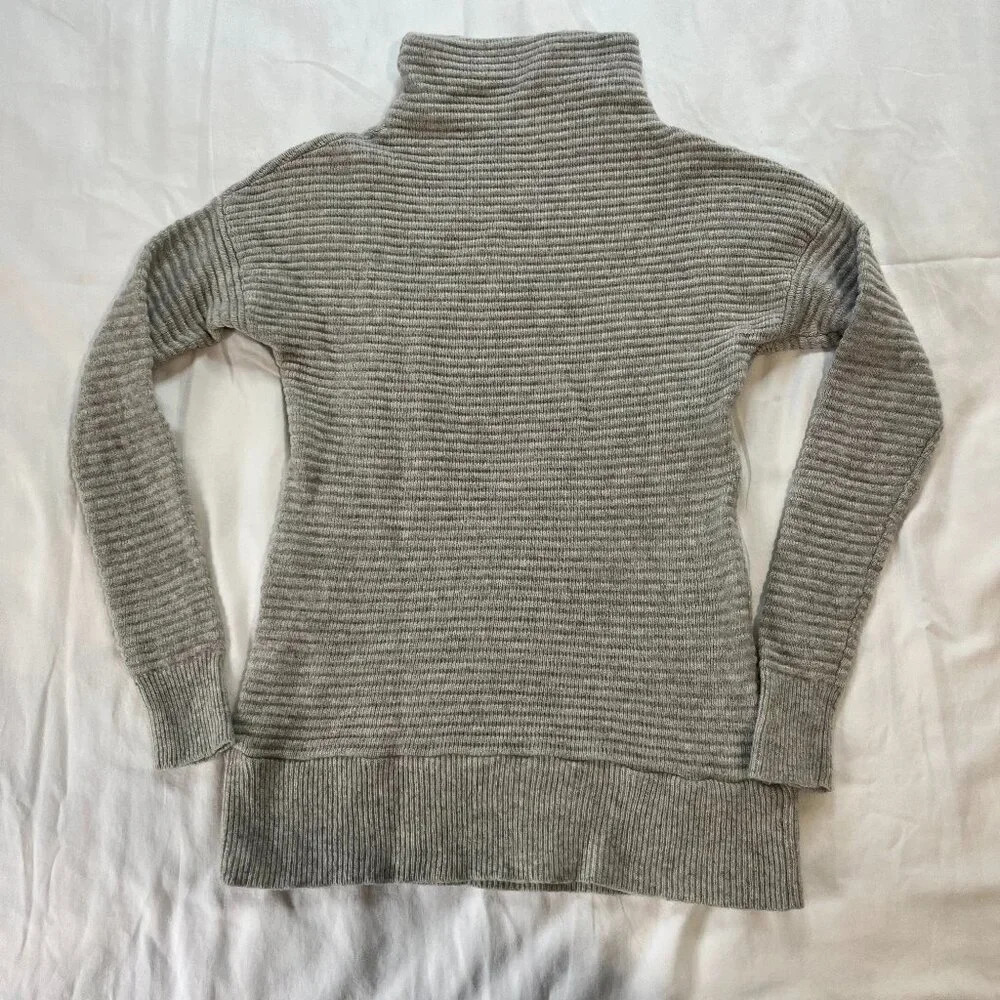 Madewell Light Gray Ribbed Mockneck Long Sleeve Pullover Sweater | Size XS